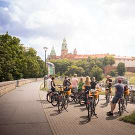 Krakau: Fietstocht door de oude stad, de Joodse wijk en het getto