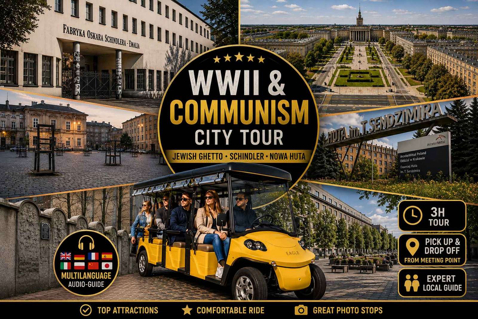 Krakau: tour per golfkar langs getto uit WO II, Schindler en communisme