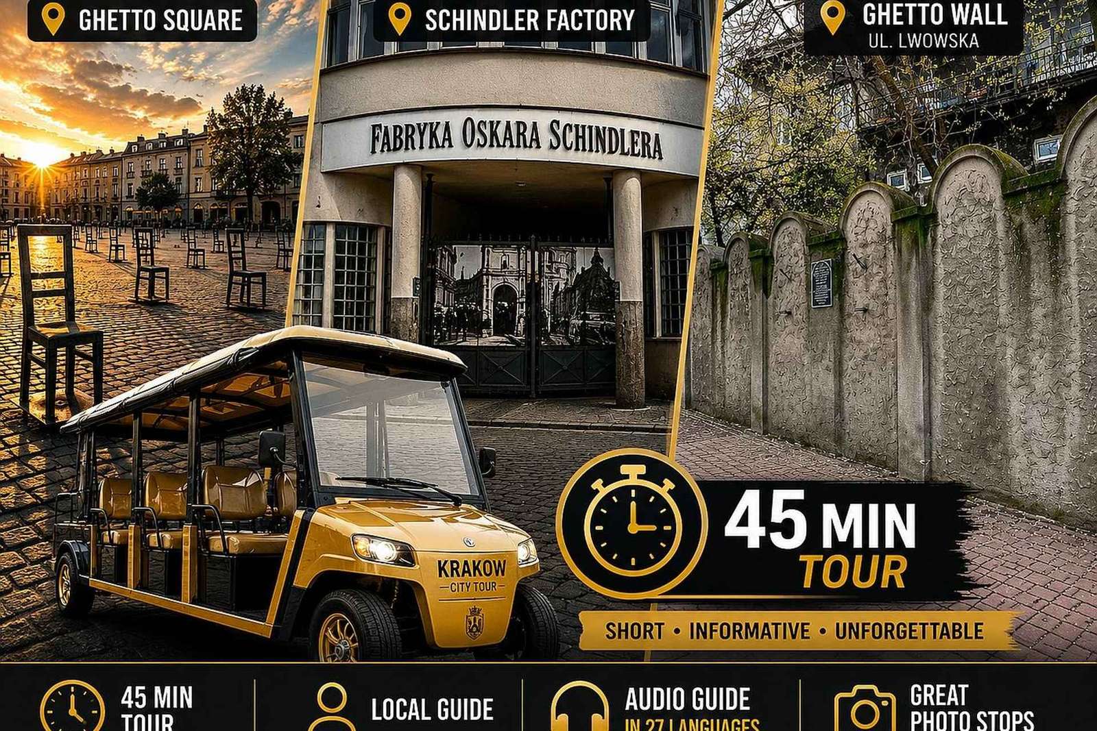 Krakau: Zweiter Weltkrieg und Schindlers Fabrik − Tour per Golfcart